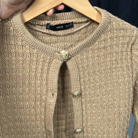 Mango Knit Cardigan Tweed Crop Gold Buttons size XS - Picture 12 of 12